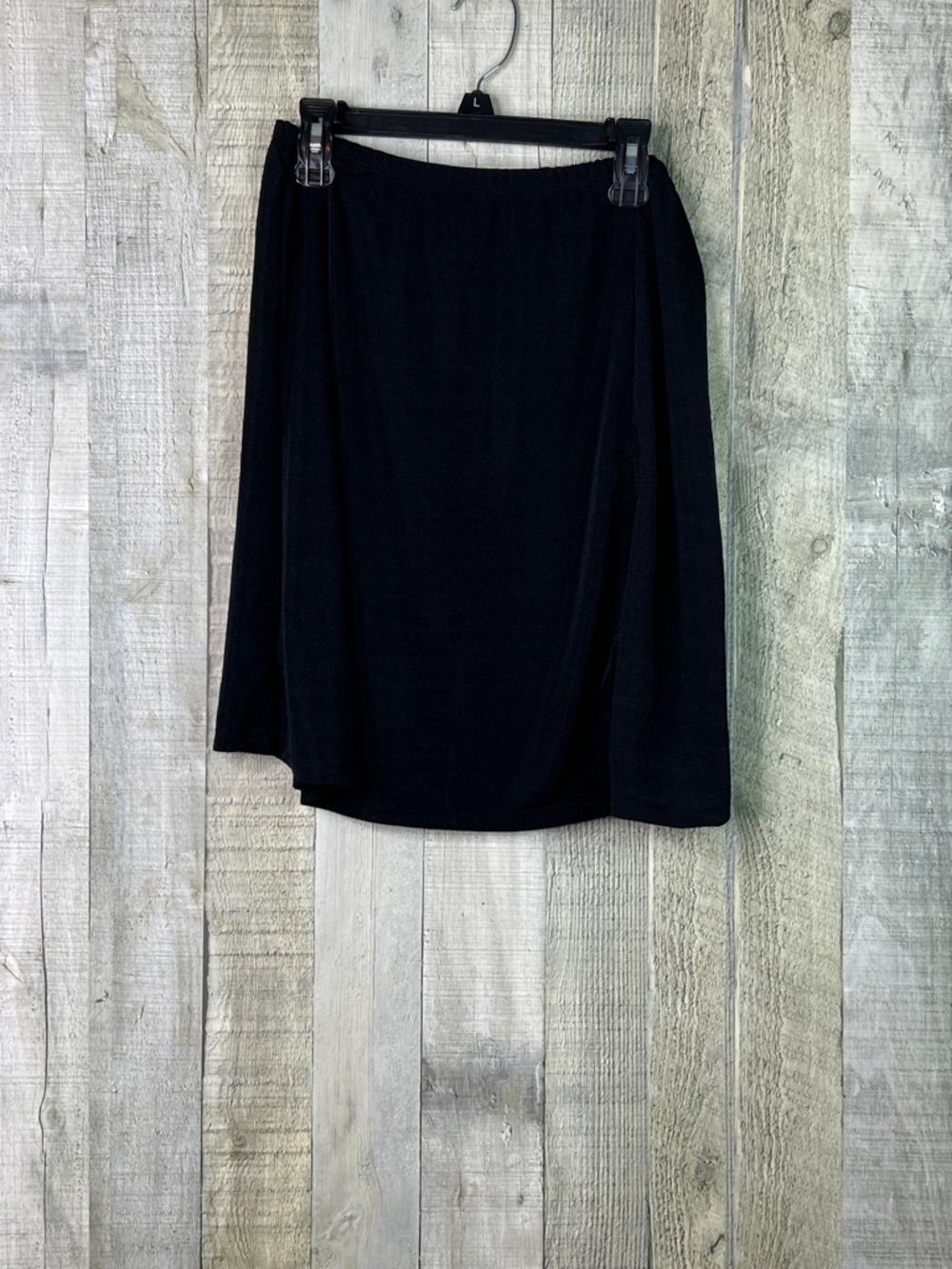 Croft & Barrow Large Black Semi-Transparent Slinky Style Material Skirt w/Slit